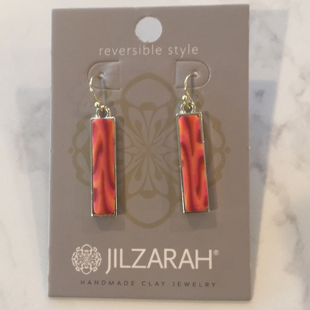 Jilzarah Coral Crush Reversible Bar Earrings - NEW